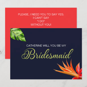 Invitation Fleurs tropicales Cœur Voudrez-vous être ma fiancé