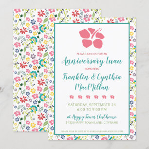 Invitation Fleurs tropicales colorées Anniversaire Luau