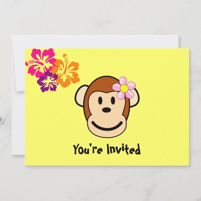 Invitation Fleurs tropicales de singes (Devant)