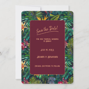 Invitation Fleurs Tropicales Enregistrez la Date 