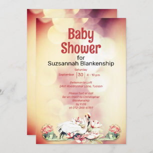 Invitation Fleurs tropicales et Flamant rose Baby shower pers