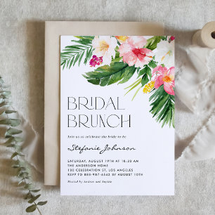 Invitation Fleurs tropicales et verdure Brunch nuptial d'été