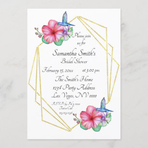 Invitation Fleurs tropicales Fête des mariées colibri
