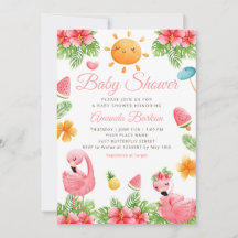 Fleurs tropicales Flamant rose Plage Baby shower f