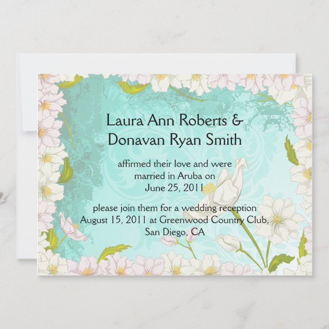 Invitation Fleurs tropicales Fleurs bleu pâle Fils Mariage (Devant)