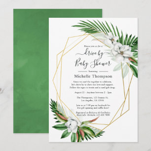 Invitation Fleurs tropicales géométriques pour douche d'été e
