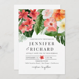 Invitation Fleurs tropicales Mariage Feuille