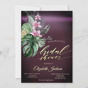 Invitation Fleurs tropicales Salle de bain de mariage Burgund