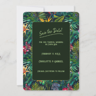 Invitation Fleurs Tropicales Sauvegarder la Date 