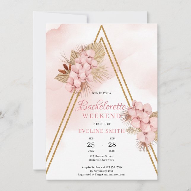 Invitation Fleurs tropicales séchées Bachelorette à orchidées (Devant)