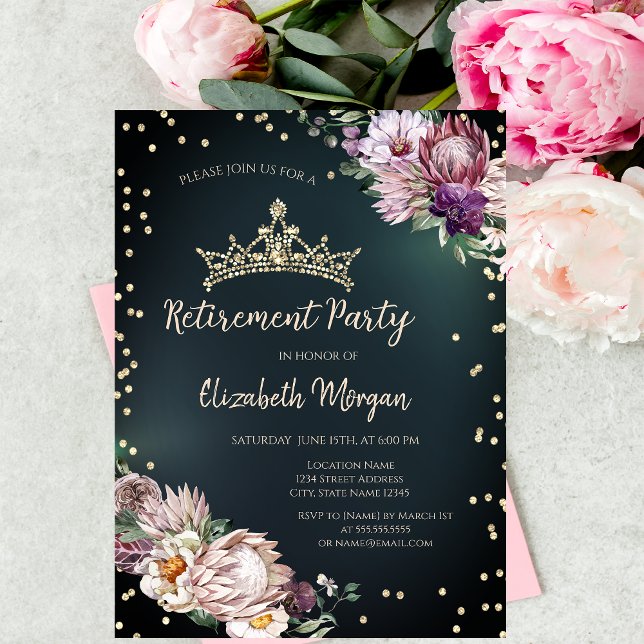 Invitation Fleurs tropicales Tiara Diamonds Retraite verte (Créateur téléchargé)