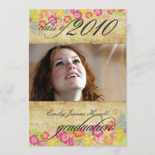 Invitation Fleurs tropicales Vintages Parti des diplômes