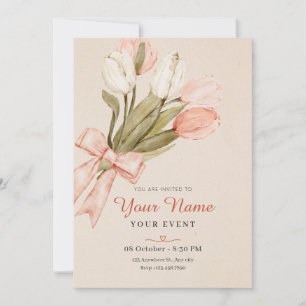 Invitation Fleurs tulipes pastel