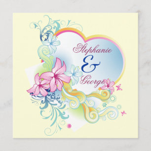 Invitation Fleurs Vectorielles Et Coeur Enregistrer Le Mariag