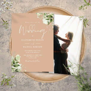 Invitation Fleurs Verdoyantes Élégantes Photo de Mariage
