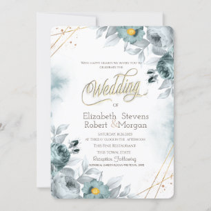 Invitation Fleurs vertes à la menthe d'aquarelle