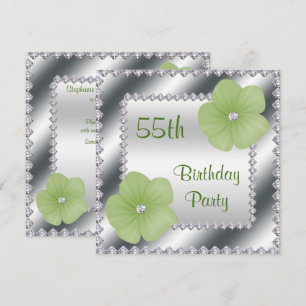 Invitation Fleurs Vertes & Diamants 55e Anniversaire