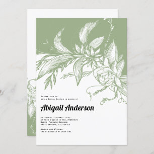 Invitation Fleurs vertes et blanches Sage mariage douche nupt