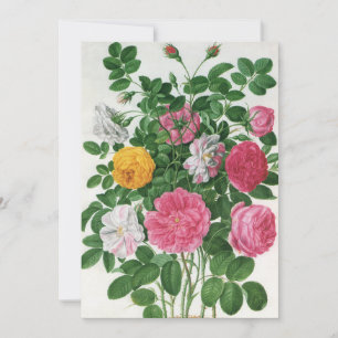 Invitation Fleurs Vintage, Fête de Mariage avec Roses de Jard