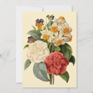 Invitation Fleurs vintages, Camellias et Narcisse, Redoute