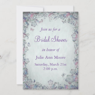 Invitation Fleurs vintages et Fête des mariées papillon