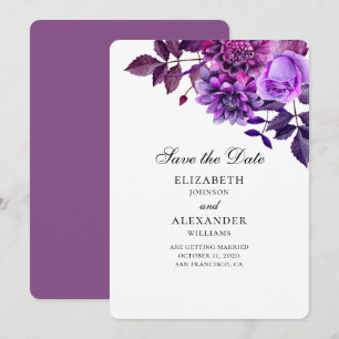 Invitation Fleurs violettes. Aquarelle botanique enregistrer