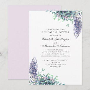 Invitation Fleurs violettes. Dîner de répétition florale. Lav