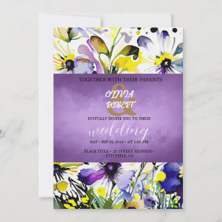 Invitation Fleurs violettes élégantes et joyeuses