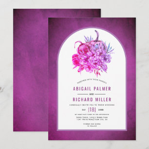 Invitation Fleurs violettes et mariage de automne citrouille