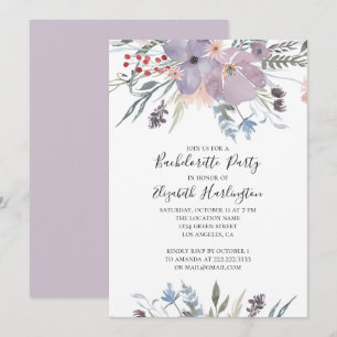 Invitation Fleurs violettes. Fête de bachelorte fleurie du ja