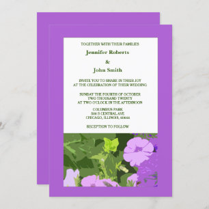 Invitation Fleurs violettes florales violettes Mariage Feuill
