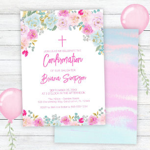 Invitation Fleurs violettes Peach Peach Rose Floral Confirmat