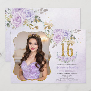 Invitation Fleurs Violettes pour un Sweet Seize pour une phot