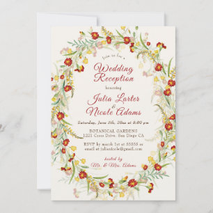 Invitation Fleurs Wild Marigold Foliage Mariage Réception