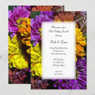 Invitation Fleurs Zinnia colorées Post Mariage Brunch