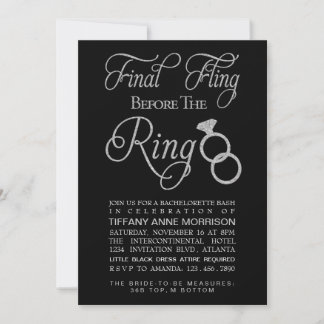 Invitation Fling Faux Parties scintillant Bachelorette