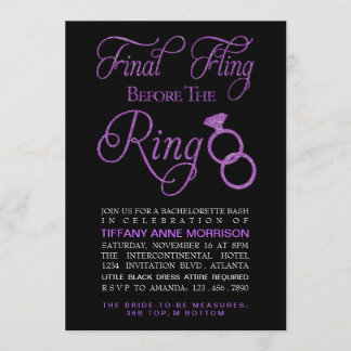 Invitation Fling Faux Parties scintillant Bachelorette