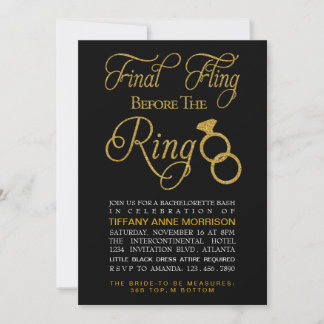 Invitation Fling Faux Parties scintillant Bachelorette