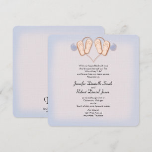 Invitation Flip Flops bleu et bleu Plage Mariage