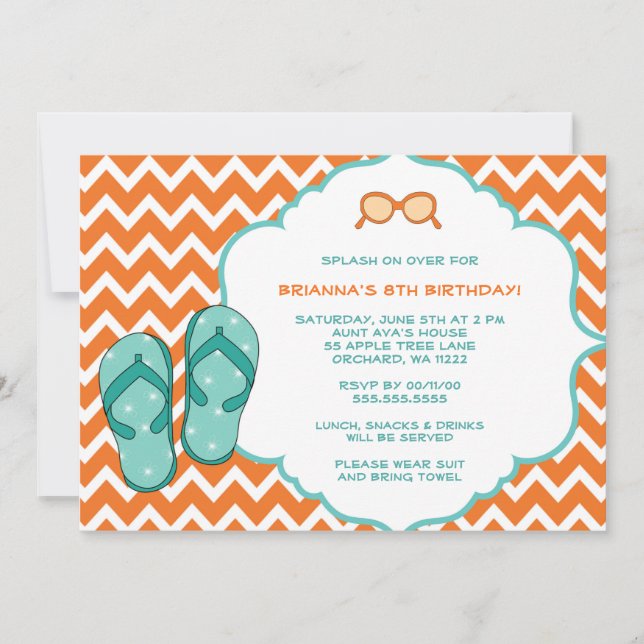 Invitation Flip Flops Pool Party (Devant)