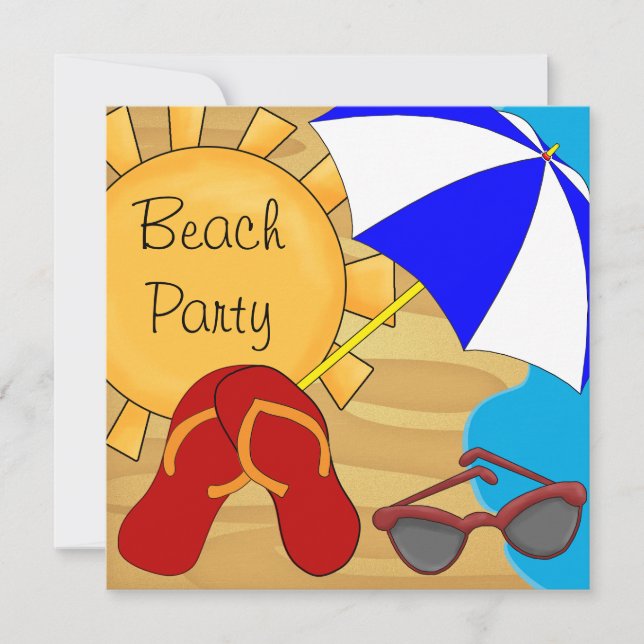 Invitation Flip Flops Sunglasses Plage Anniversaire (Devant)