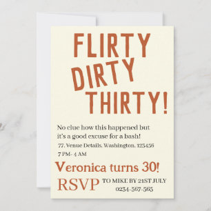 Invitation Flirt personnalisé sale trente drôle anniversaire 