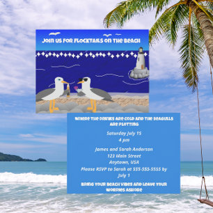 Invitation Flocktails sur la Plage Décontracté   Mouettes Drô