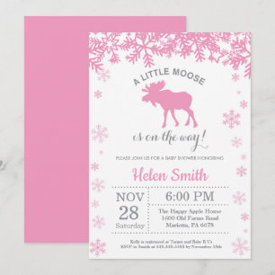 Invitation flocon de neige Baby Shower Fille Hiver