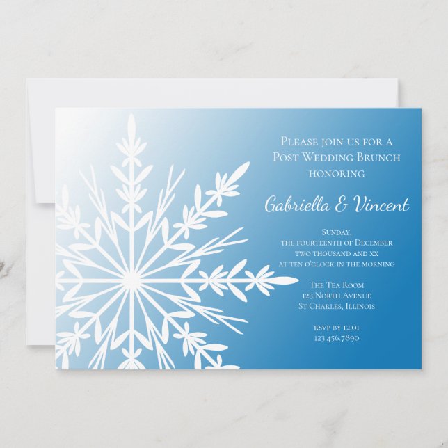Invitation Flocon de neige blanc sur brunch de mariage d'aprè (Devant)