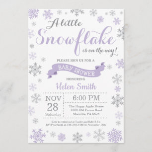 Invitation Flocon de neige de pourpre d'invitation de baby