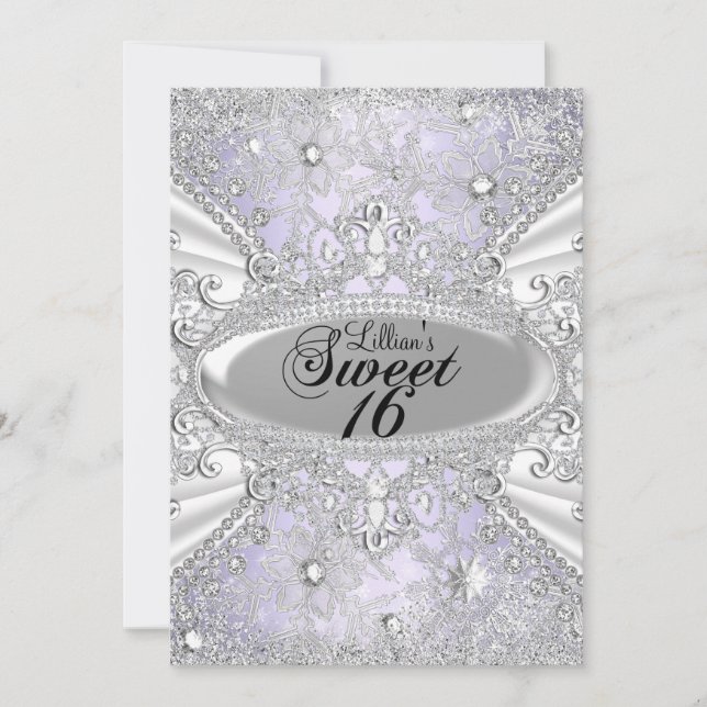 Invitation Flocon de neige Diamond Purple Winter Wonderland S (Devant)