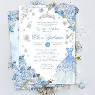 Invitation Flocon de neige en hiver Ice Blue Silver Quinceañe