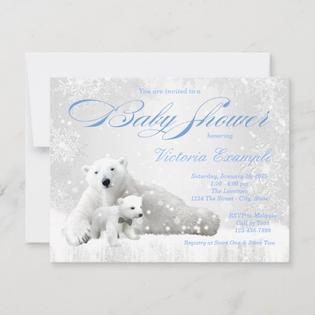 Invitation Flocon de neige Garçon Ours d'hiver Bébé Douche In (Devant)