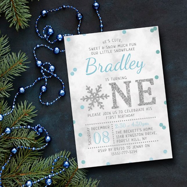 Invitation Flocon de neige Hiver 1er anniversaire (Créateur téléchargé)